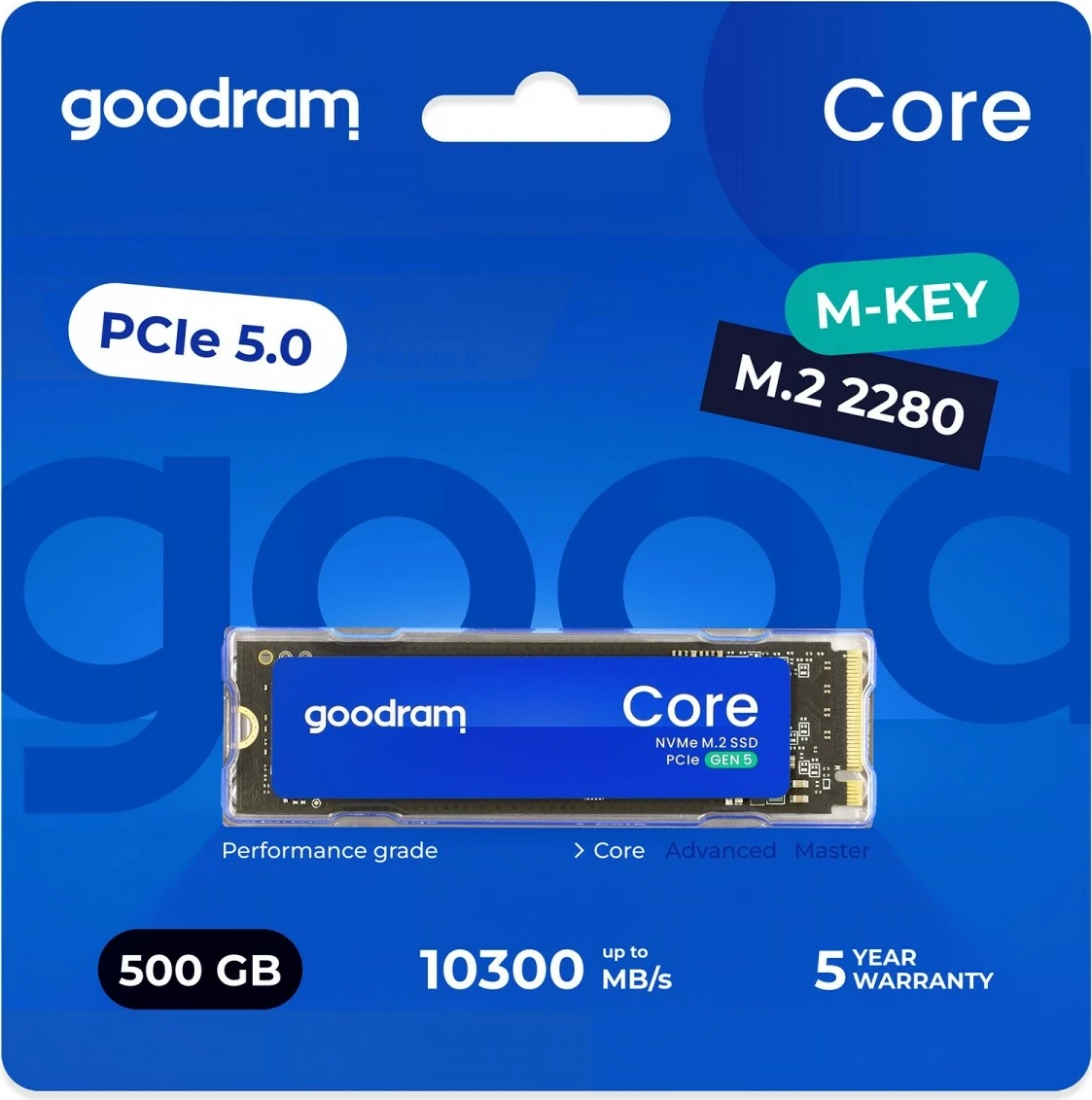 Notranji SSD 500GB, M.2 2280, PCIe Gen5 NVMe GOODRAM Core