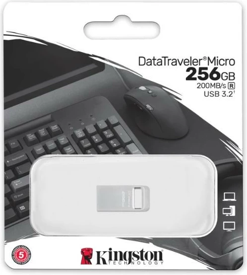 USB ključek Kingston DataTraveler Micro G2 256GB, USB 3.2 Gen1, srebrn