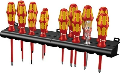 Izoliran komplet izvijačev, 14 kosov, ergonomska ročaja, Wera 05105631001, oranžna/rdeča