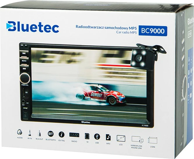 Multimedijski zaslon 7 inč za avto BLOW Bluetec BC9000, 2DIN, Bluetooth, USB, microSD, vzvratna kamera, črn