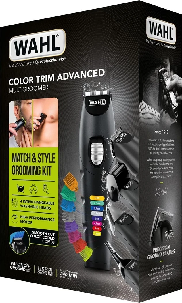 Trimer za brado in obraz Color Trim Advanced, Wahl, črn, 8 Lithium-Ion