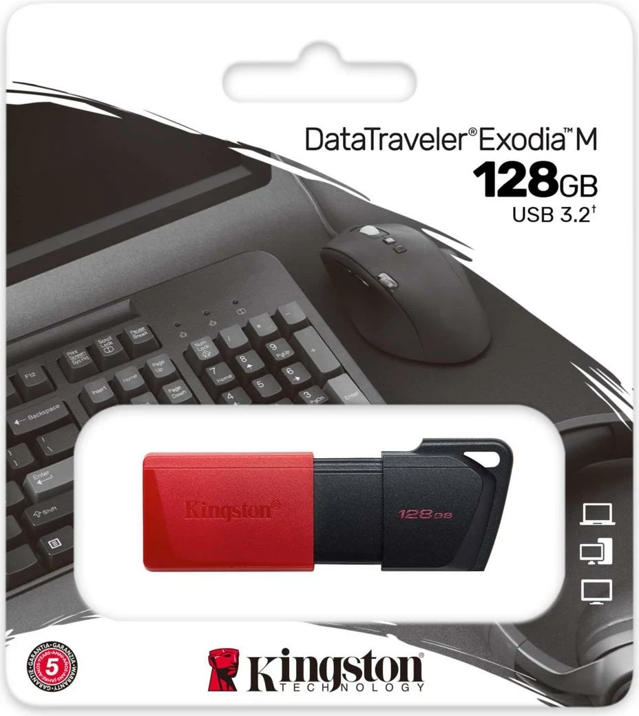 USB ključ Kingston DataTraveler Exodia M 128GB, črno/rdeč