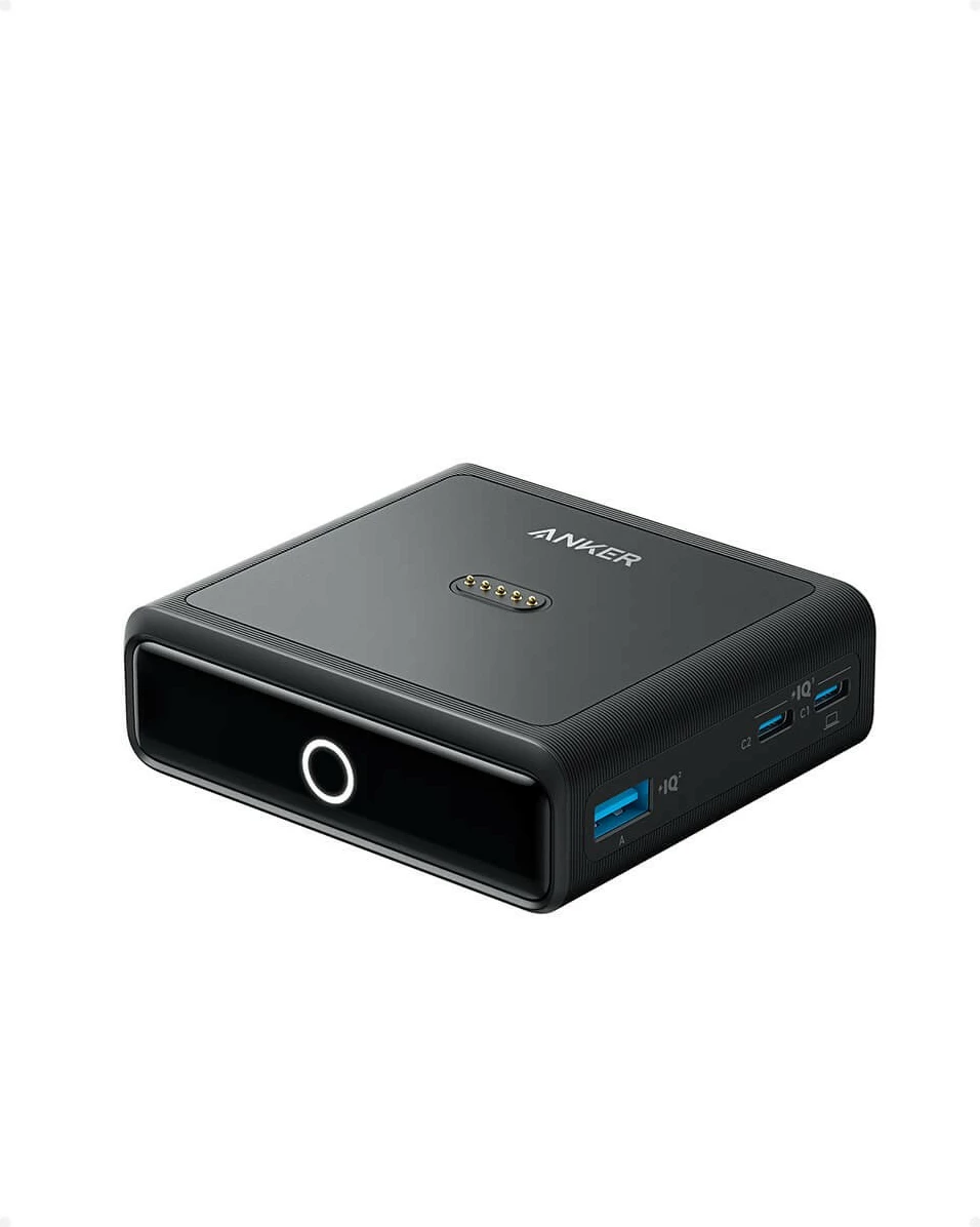 Brezžična polnilna postaja 4-v-1, Anker 100W za Prime PowerBank, 1 x USB-A, 2 x USB-C, 1 x polnilna ploščica, črna