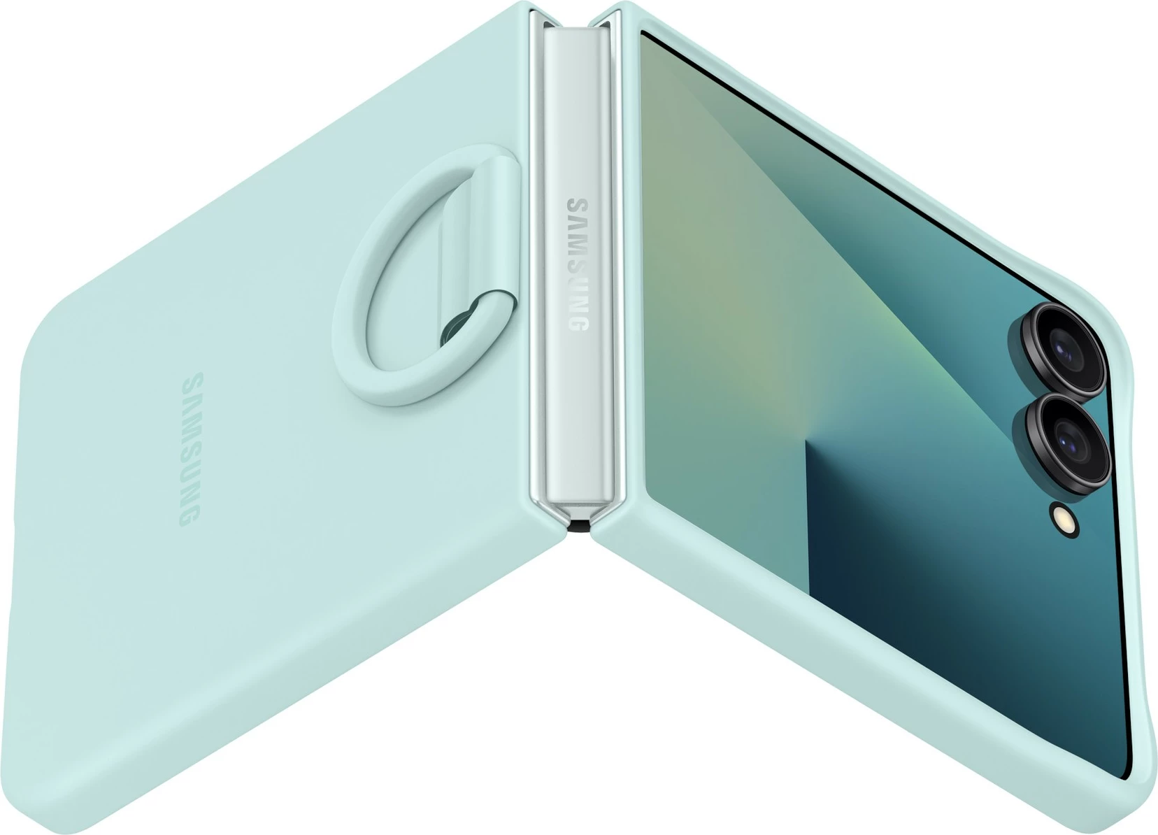 Silikonska prevleka z obročkom za Galaxy Flip7, Samsung, mint Silikonska prevleka z obročkom za Galaxy Flip7, Samsung, mint
