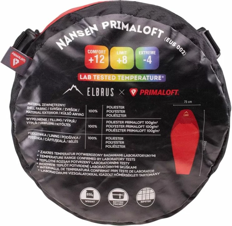 Spalna vreča Nansen Primalofo Elbrus, za moške in ženske, rdeča