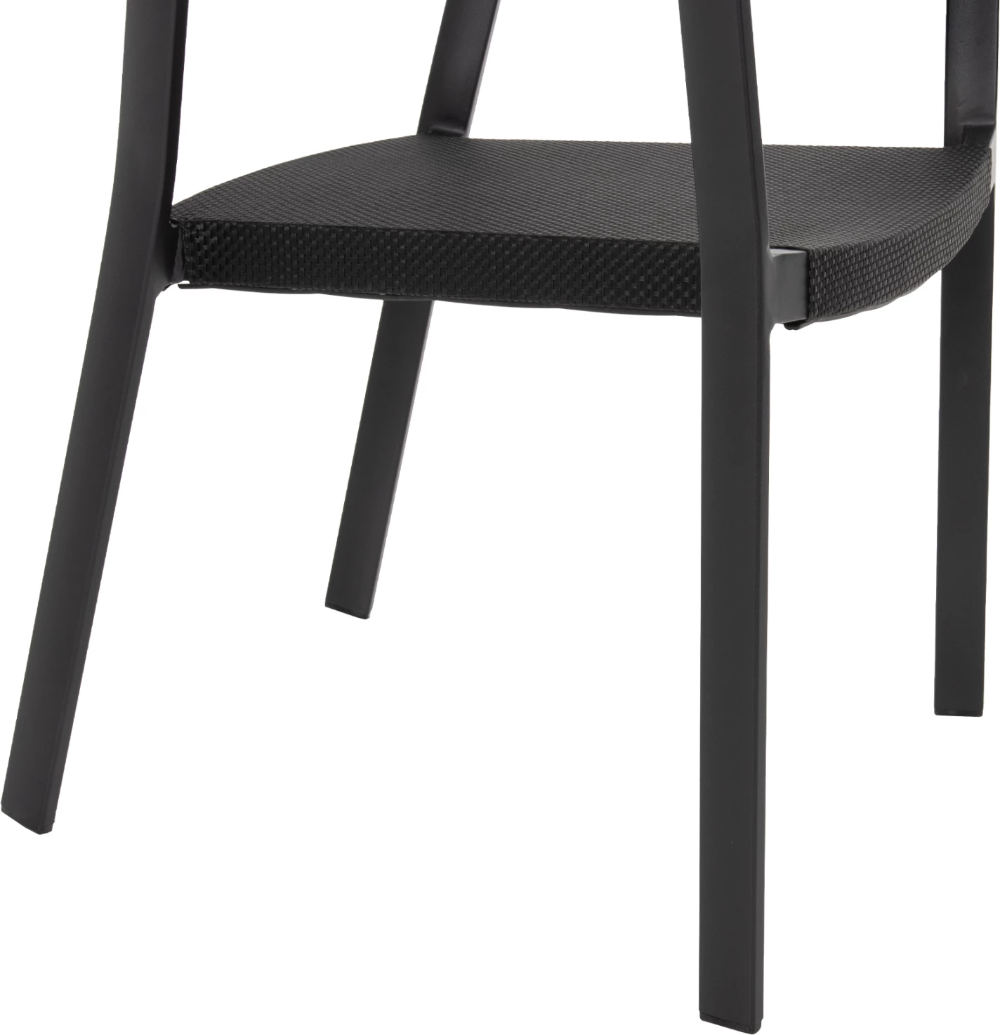 Stol iz aluminija FH5891.05 črni okvir in tekstilna tkanina - naslon iz bež ratana 57,5x59x81,5Hcm