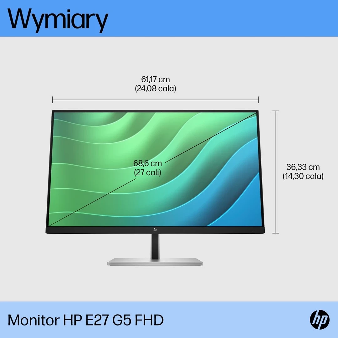 27" Full HD monitor, 75 Hz, črn/srebrn — HP E27 G5