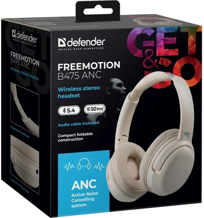 Brezžične slušalke Defender FreeMotion B475 ANC, bež