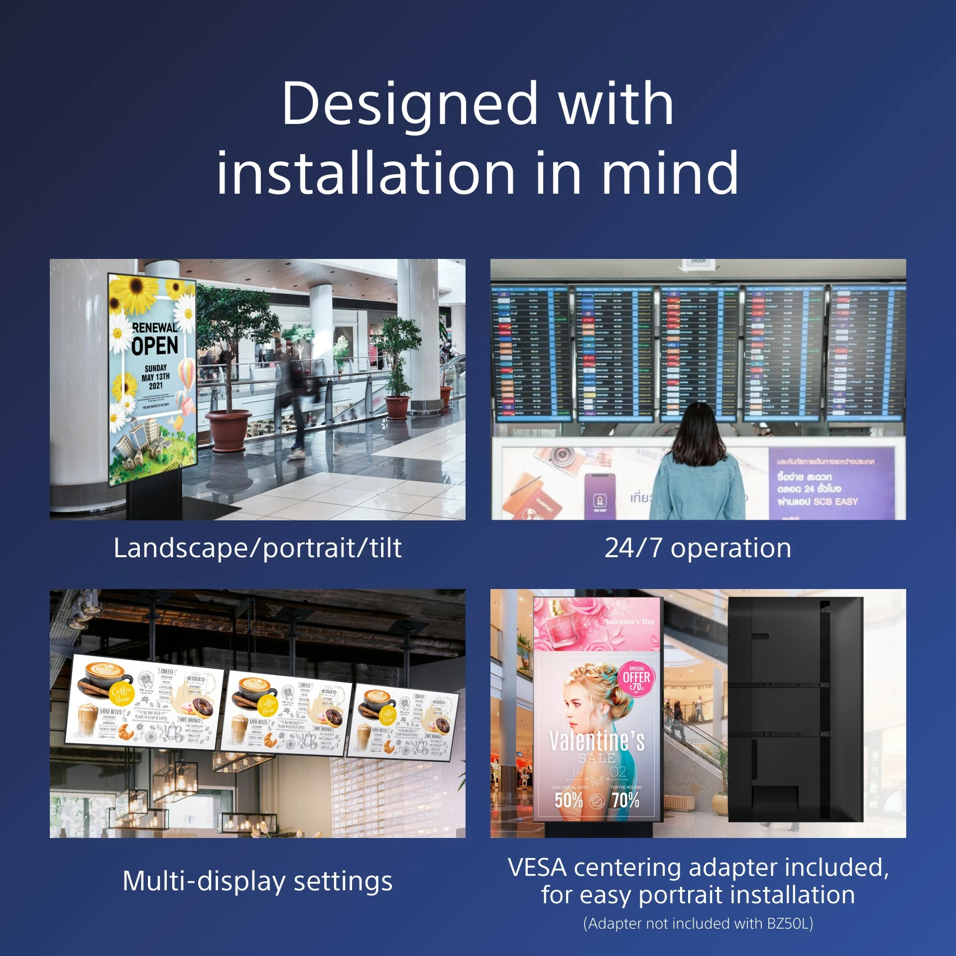 Profesionalen zaslon 75" (191 cm) Sony FW-75BZ40L, Digital Signage, LCD, 4K, Wi-Fi