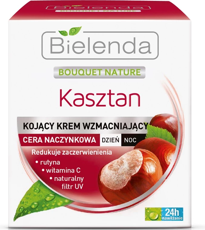 Pomirjujoča in učvrstitvena krema za obraz, Bielenda Bouquet Nature Chestnut, 50 ml