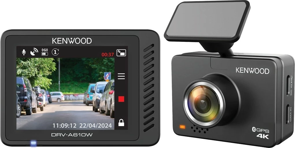 Avtomobilska kamera Kenwood DRV-A610W, 4K Ultra HD, GPS, 2,0'' LCD, črna