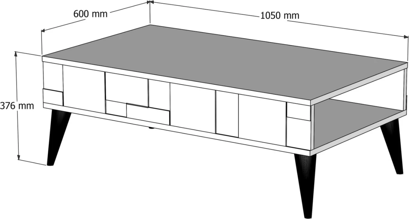 Klubska miza FH9504.03 melamin v videzu oreha-beli marmor 105x60x37,6H cm