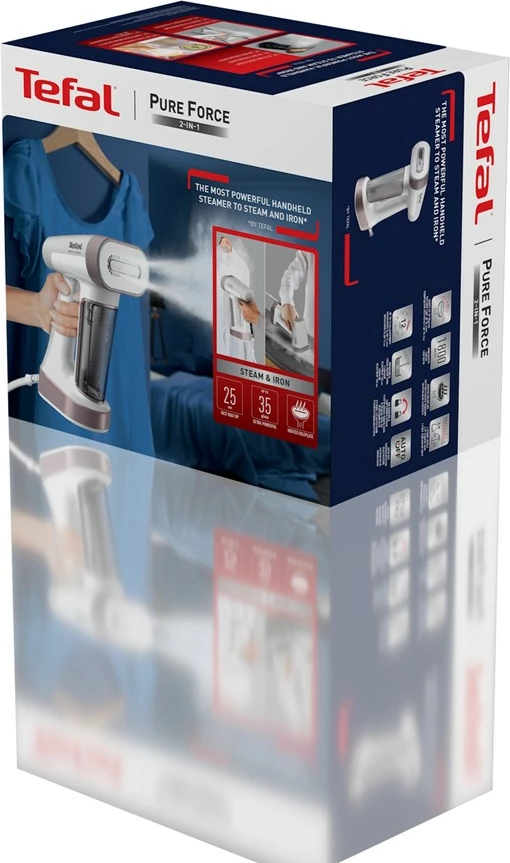 Ročni parni likalnik za oblačila Tefal Pure Force DT8765E0, 0.18 L, 1800 W, črn/kanel