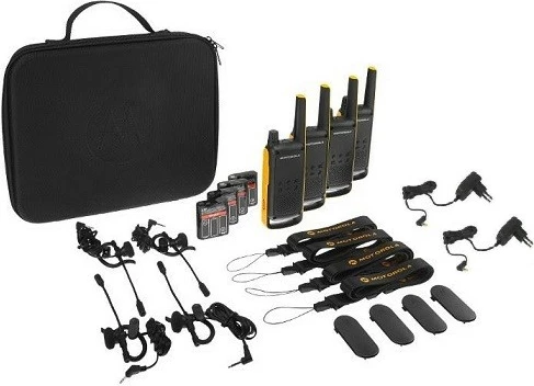 Radiotelefon set Motorola TALKABOUT T82 Extreme Quad Pack, 16 kanalov, IPx4, črno/oranžen, 4 kosi