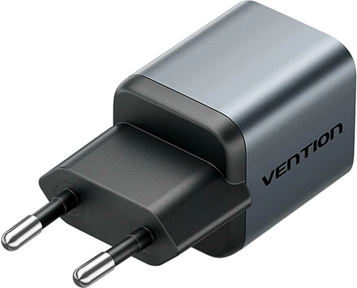 Hitri polnilec GaN USB-C 20W s kablom USB-C na Lightning 1 m, Vention, siv