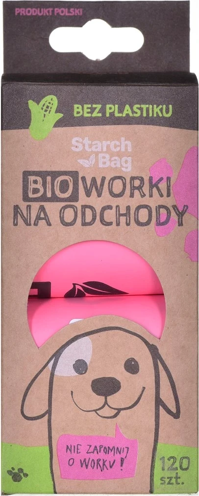 Qese za pasje odpadkov za pse, Starch Bag, roza