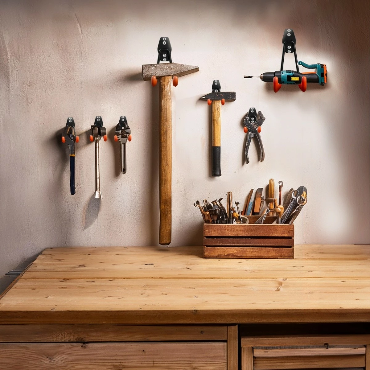 Stenska nosilna polica za garažo Maclean MC-442, jeklo, 70 kg, črno/oranžna