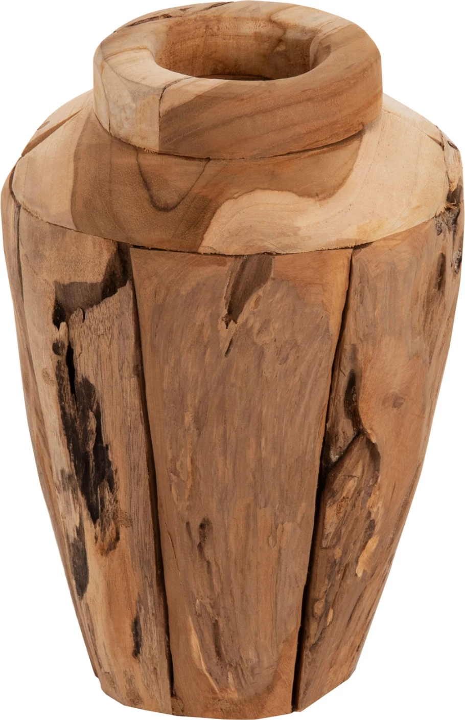 Dekorativna vaza FH7917 iz recikliranih kosov tikovega lesa v naravni barvi Φ15x30Hcm