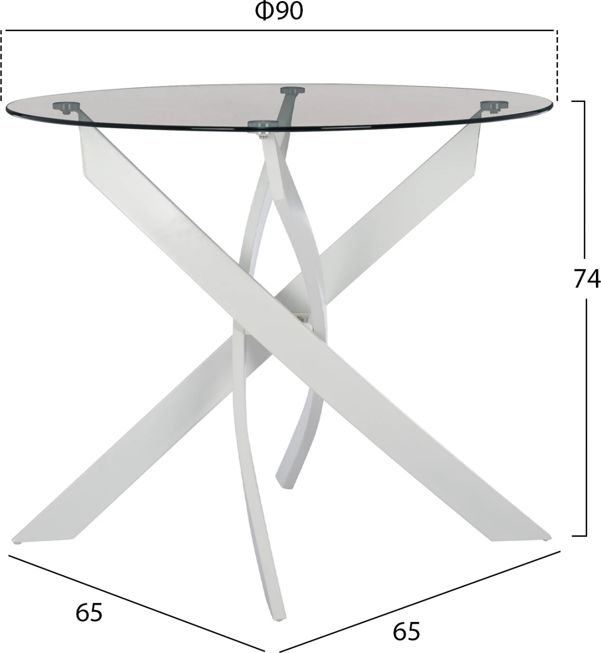Komplet jedilnice 5 kosov miza Φ90X74 in 4 črne stole VEGAS FH11694.02