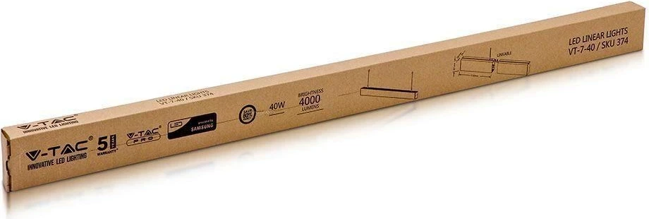 LED linearna luč 40W, 120 cm, črna V-TAC VT-7-40