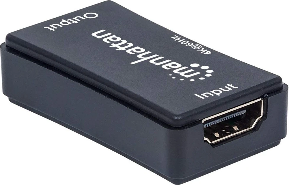 Aktivni HDMI podaljšek, 4K@60Hz, podaljša HDMI signal do 40 m, Manhattan, črn