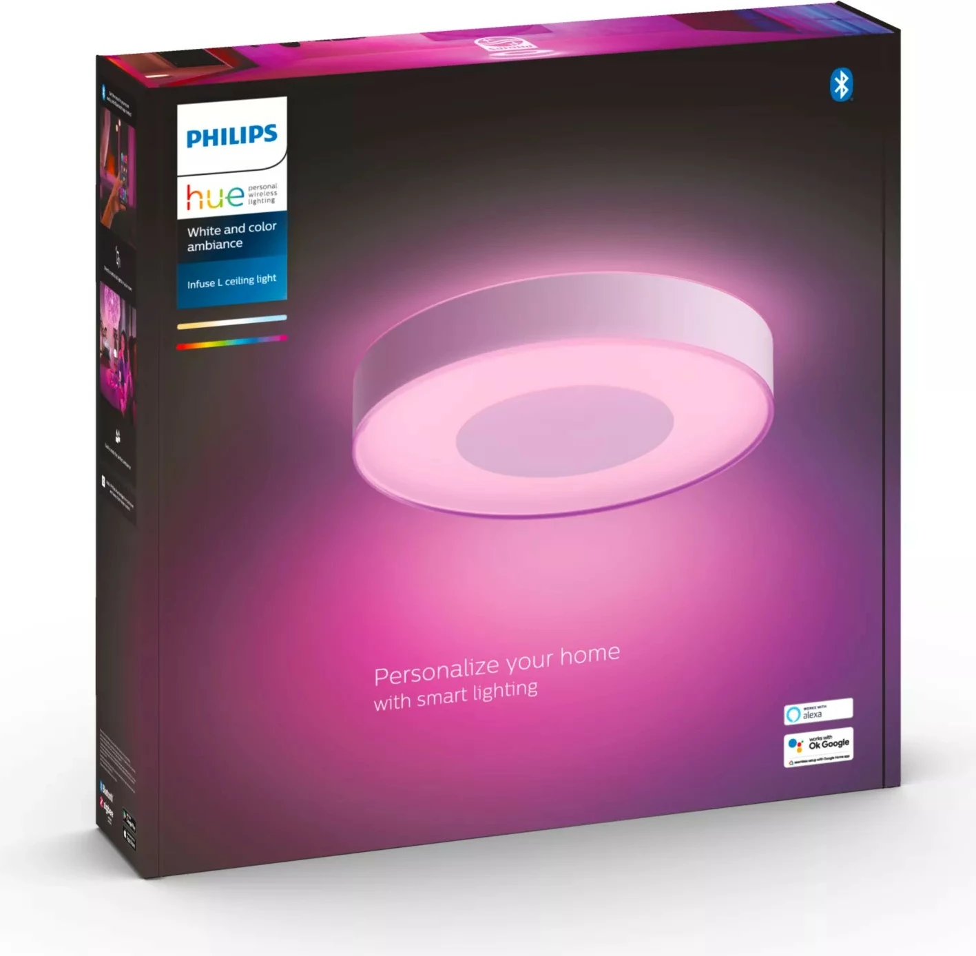 Pametna stropna svetilka Hue Infuse velika, Bluetooth/Zigbee, LED, kovina, bela