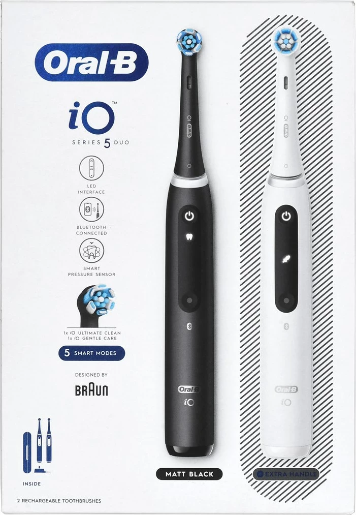 Električna zobna ščetka Braun Oral-B iO5 Duo, črna in bela