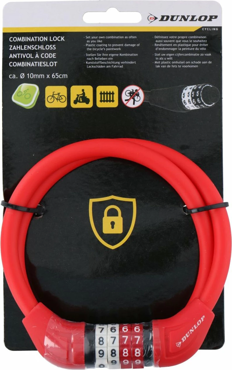 Kombinacijska ključavnica za kolo Dunlop, rdeča