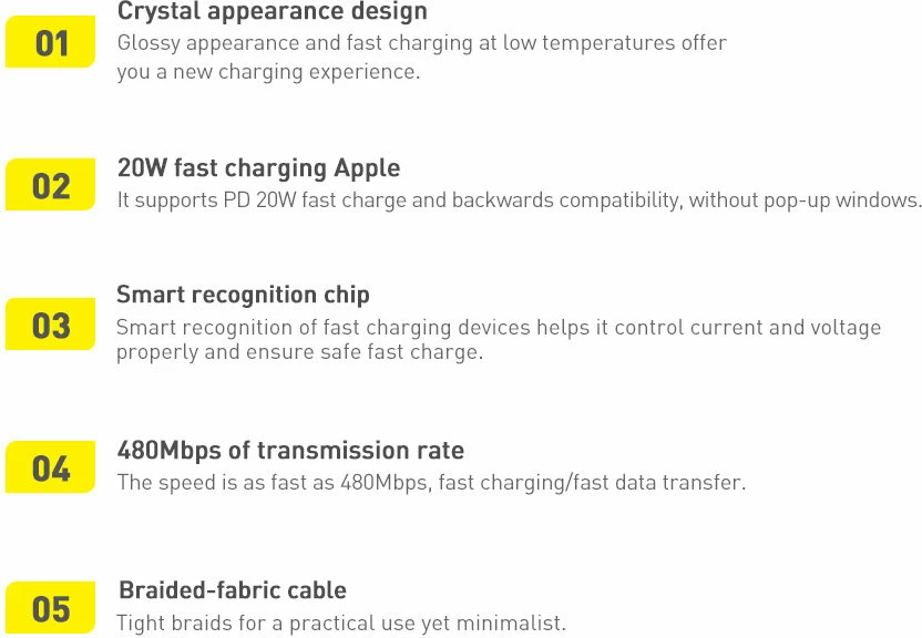 Kabel USB-C na Lightning, 1,2 m, 20 W, črn, Baseus CAJY000201