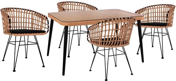 Set 5 kosov Allegra pletena s mizo 140x80x78 bež in črna FH10488