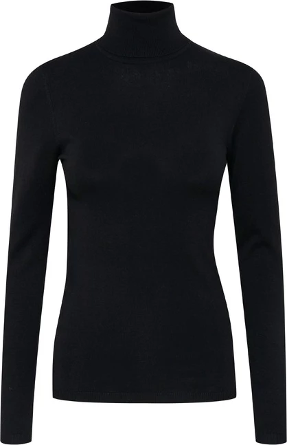 Pletenina za ženske, z zaprto ovratnico, črna, Ichi