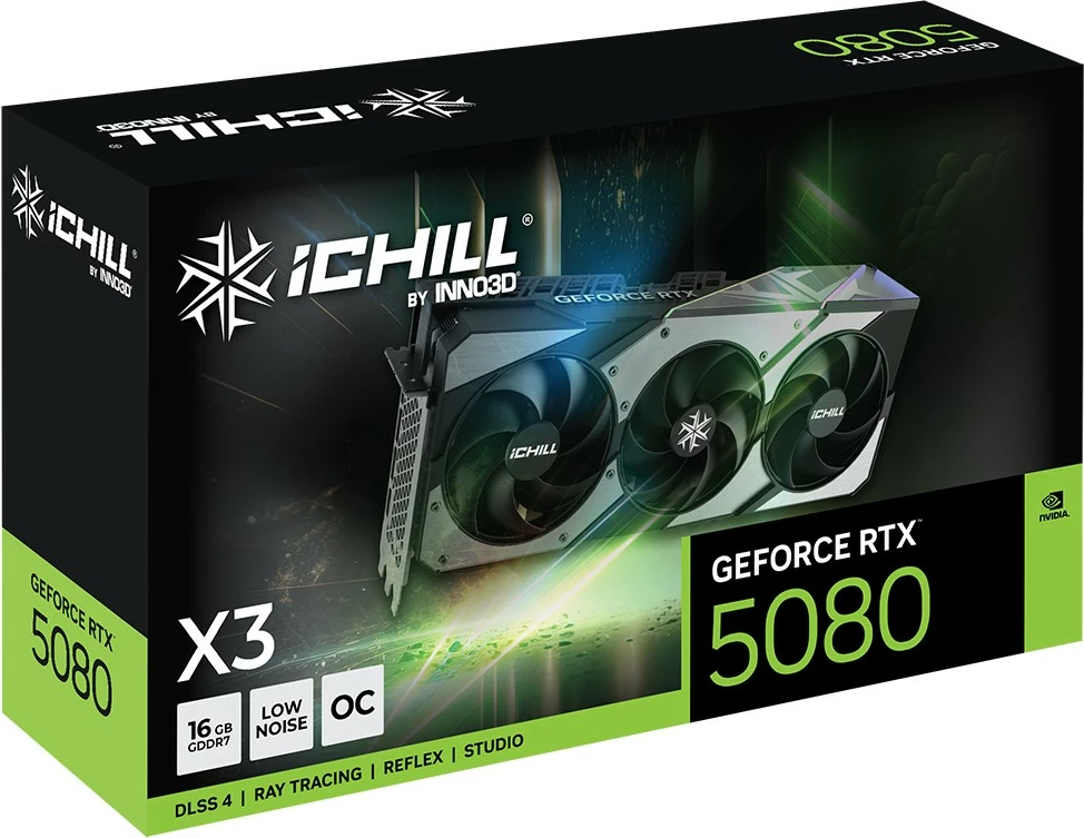 Grafična kartica iChill X3 Inno3D RTX5080, 16 GB GDDR7, črna Grafična kartica iChill X3 Inno3D RTX5080, 16 GB GDDR7, črna