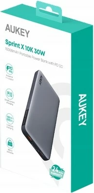 Power bank 10000mAh, 30 W, 2x USB, LED, siv AUKEY PB-Y41