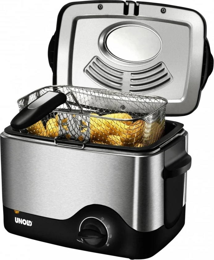 Friteza Unold 58615, 1200 W, 0,5 L, 0,5 kg, srebrna/črna