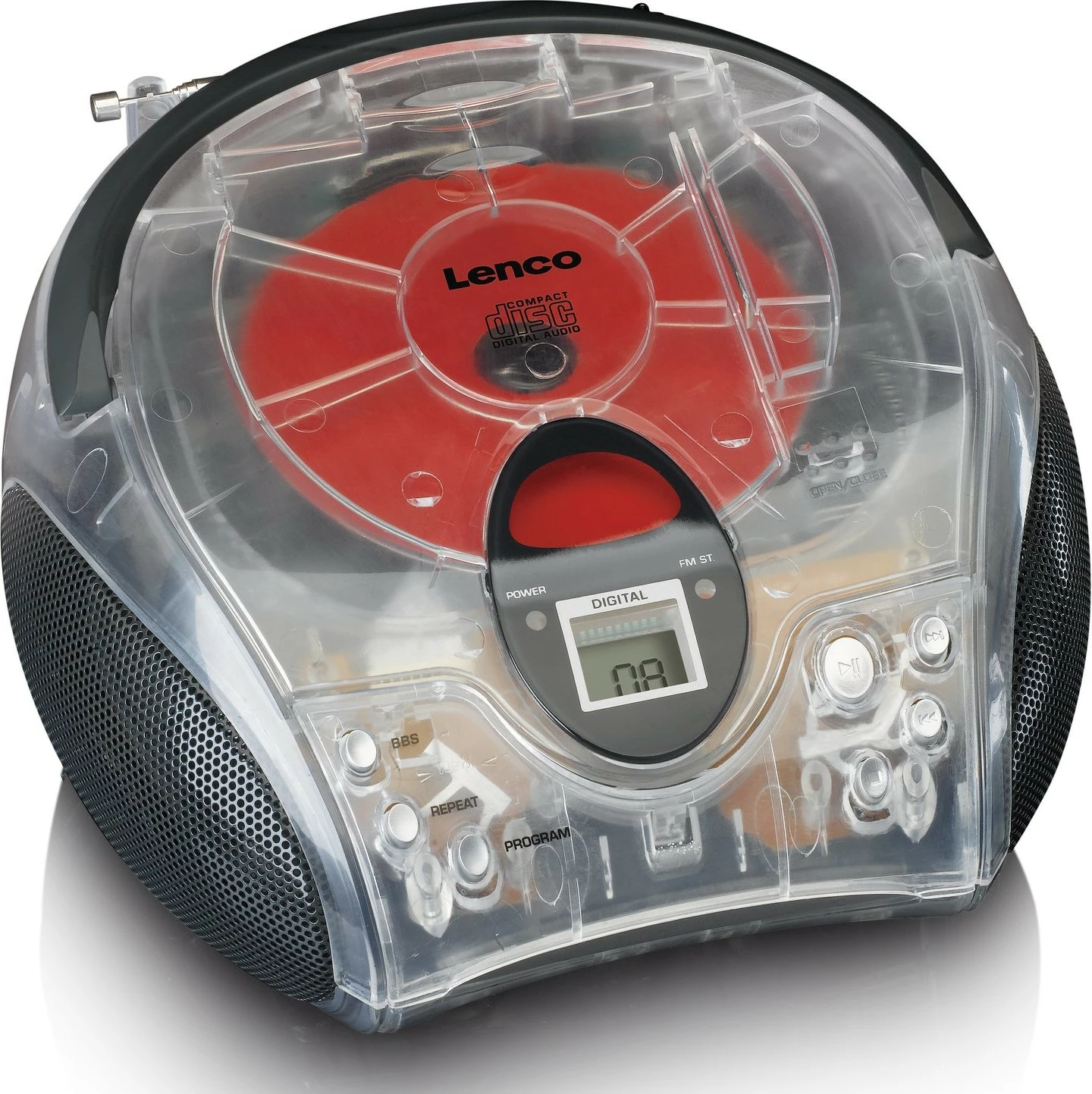 Prenosni radio, Bluetooth, CD, prozoren Lenco SCD-24 Prenosni radio, Bluetooth, CD, prozoren Lenco SCD-24