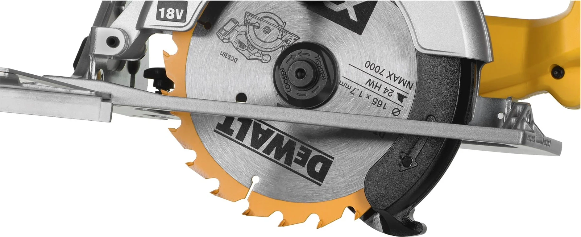 Rondna žaga, DeWALT DCS391NT, črna, srebrna, rumena