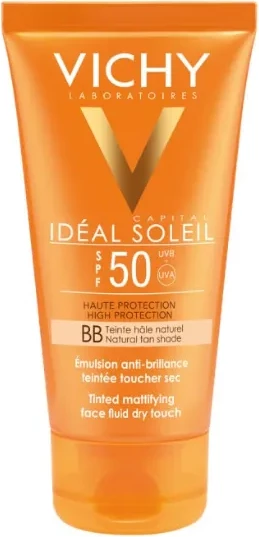 Krema za sončenje za obraz Vichy Ideal Soleil BB SPF 50, Natural Tan, 50 ml, unisex