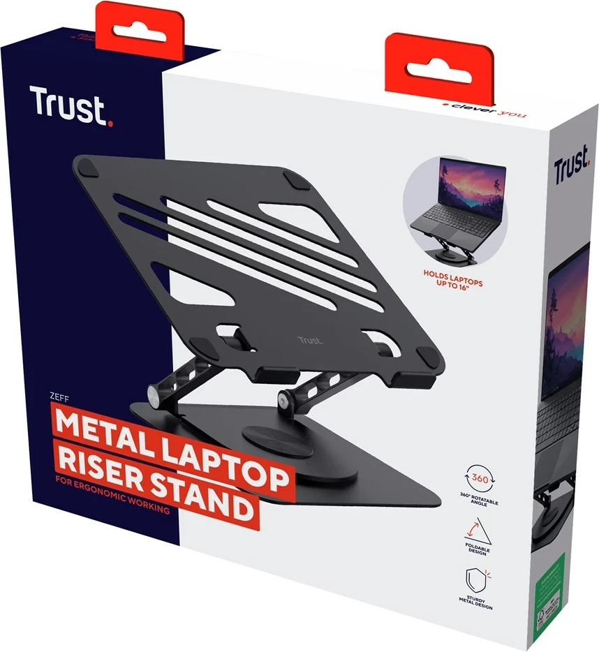 Stojalo za prenosnik Trust Zeff, 40,6 cm (16"), črno