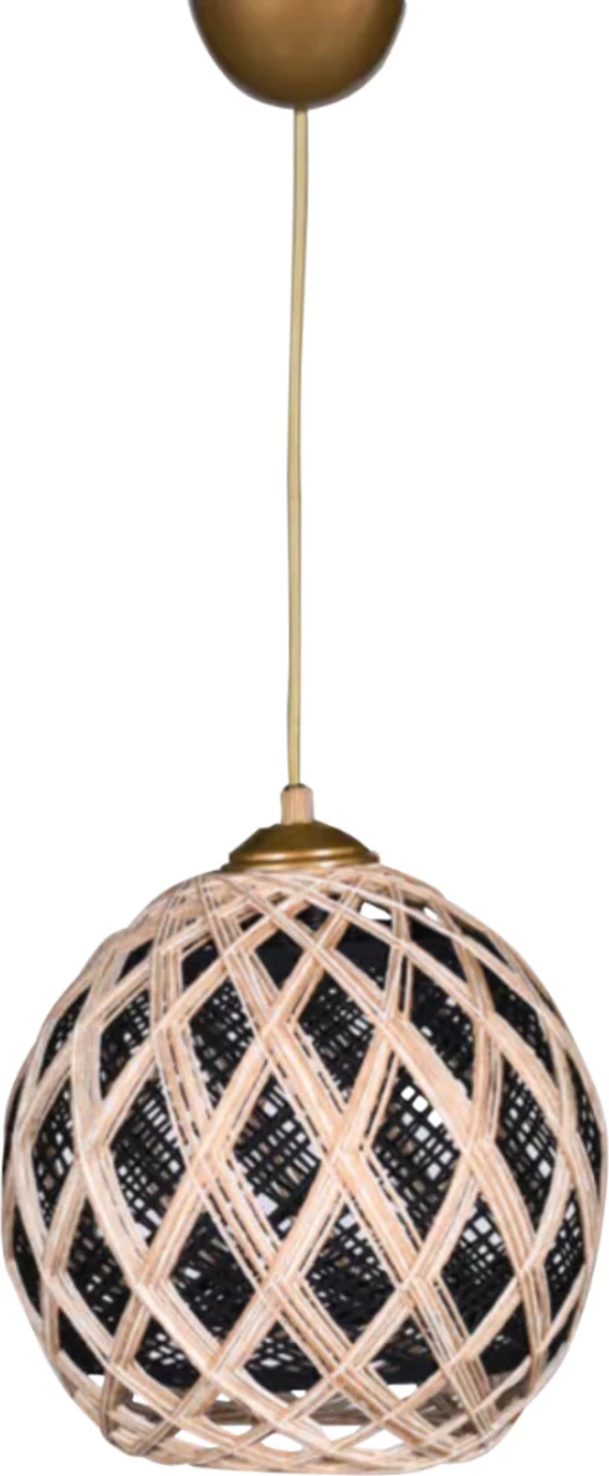 Stropna viseča svetilka v bež in črni vrvi 22x18x20Y εκ.FH7644.01