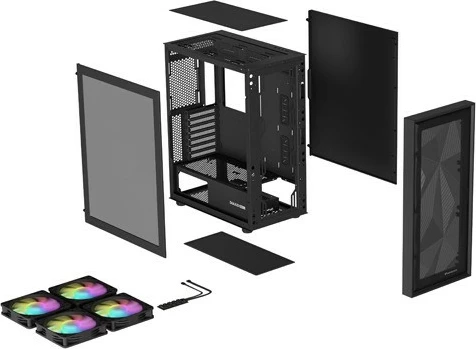 Midi tower ohišje z ARGB osvetlitvijo Natec Genesis Diaxid 605, črno