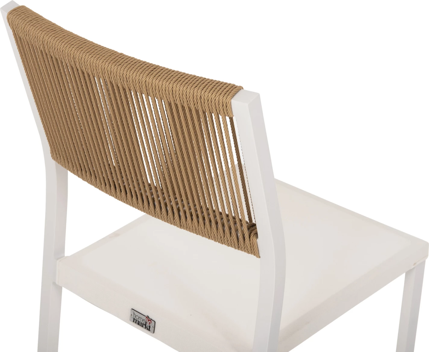 Aluminijasti stol FH5921.02 z belim okvirjem in tekstilom z bež sintetičnim ratanom 46x55,5x83Hcm