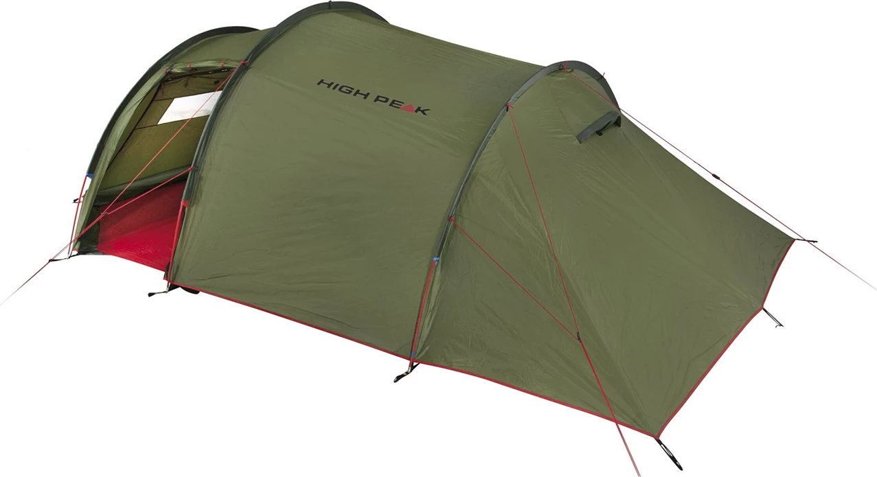 Šotor za 4 osebe High Peak, olive in rdeč