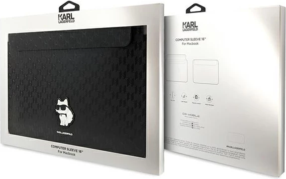 Ovitek za prenosnik Saffiano Monogram Choupette, Karl Lagerfeld, 16", črn