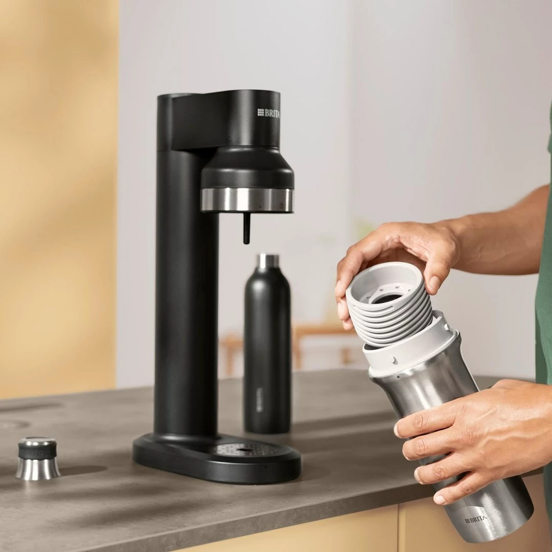 Steklenica za vodo BRITA sodaTRIO 0,65 L, nerjaveče jeklo, črna