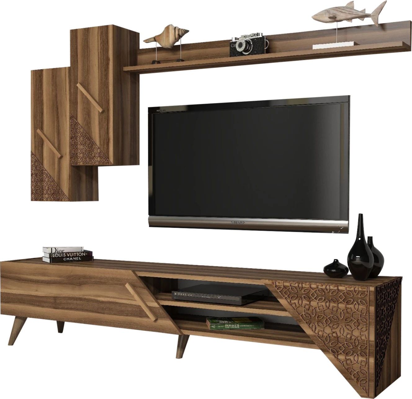 TV kombinirano pohištvo FH9514.02 melamin v barvi oreha 180x37x40Hcm