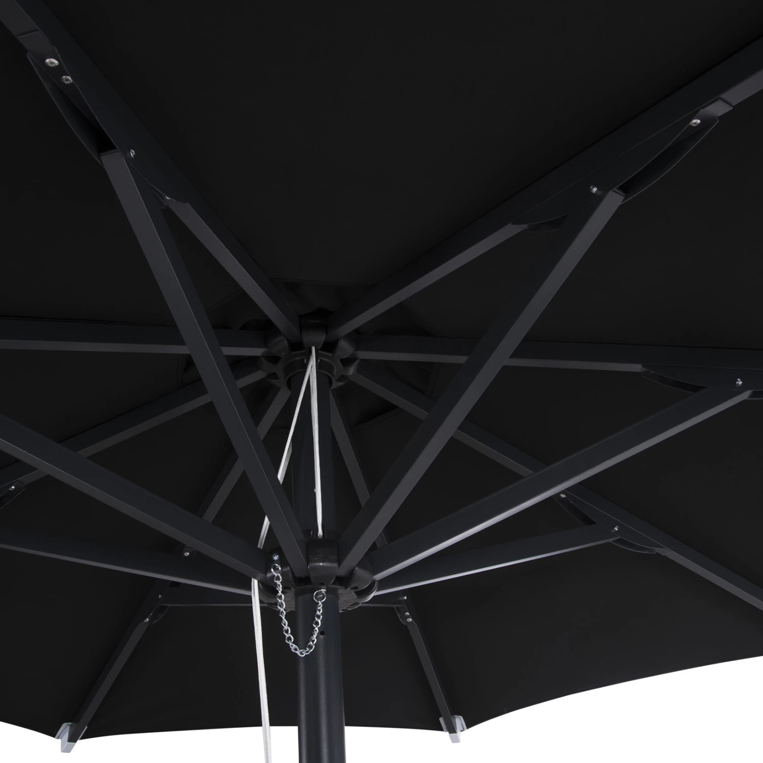 Profesionalni dežnik iz aluminija premera 2.20m iz aluminija črne barve iz akrilne tkanine FH6028.03