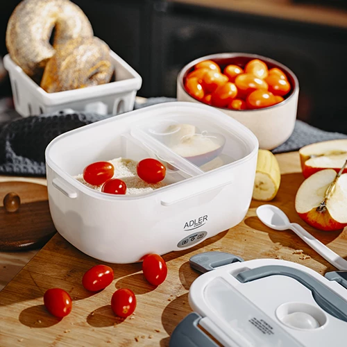 Električna posoda za kosilo Adler AD 4474, 1 L, do 50 W, 2 predelka, žlica, siva