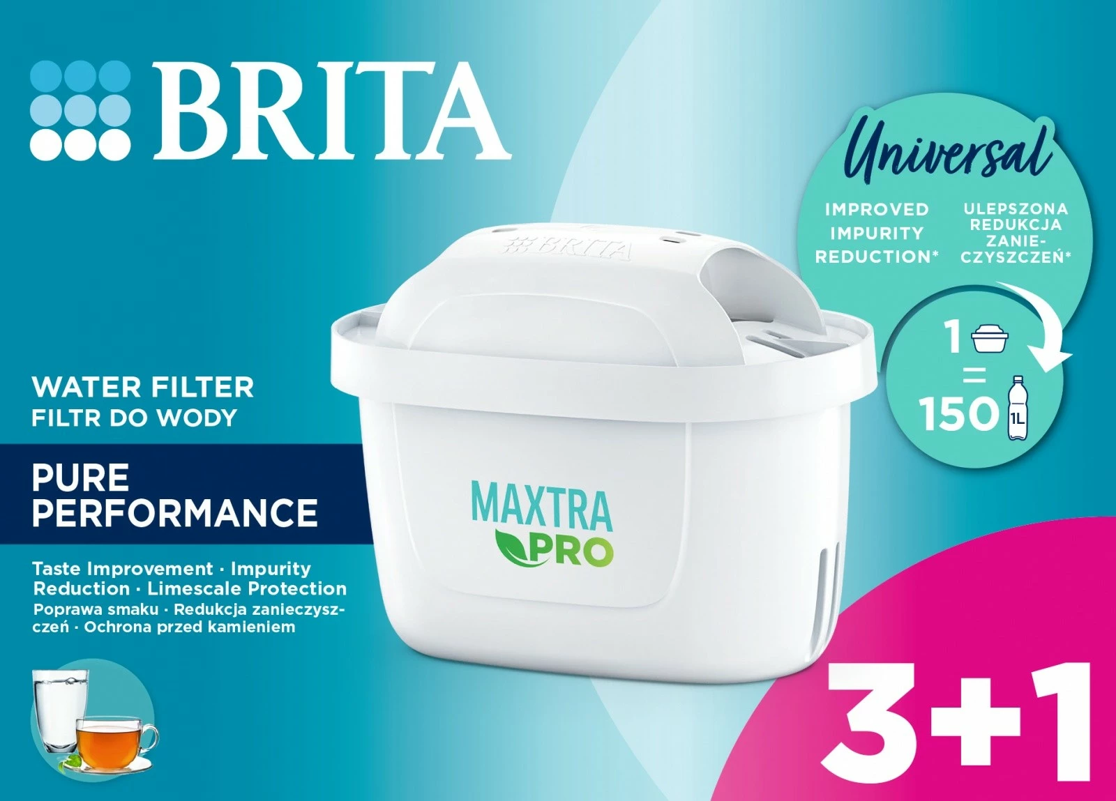 Filtrski vložki za vodo Brita Maxtra PRO Pure Performance, 3+1 kosi