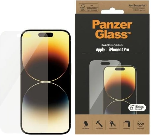 Zaščitno steklo PanzerGlass Classic Fit za iPhone 14 Pro, prozorno