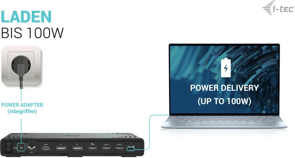 Docking postaja USB-C Triple Display Gen 2, 100W, 3x monitor, I-Tec, črna